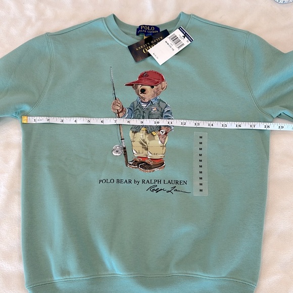 🎉Host Pick🎉Polo Ralph Lauren Sage Green Boys Fishing Polo Bear Sweatshirt - Picture 6 of 12